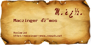 Maczinger Ámos névjegykártya